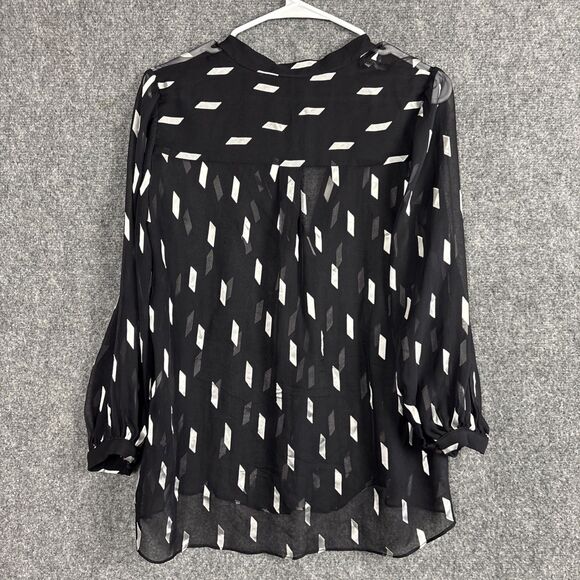 Alice Olivia Top Blouse  Womens Size M Black Sheer Unlined Ethereal Refined - Picture 2 of 8